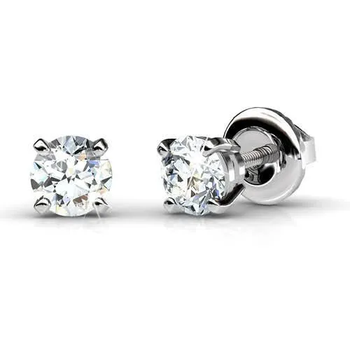 0.50-3.00 CT Round Cut Diamonds - Stud Earrings