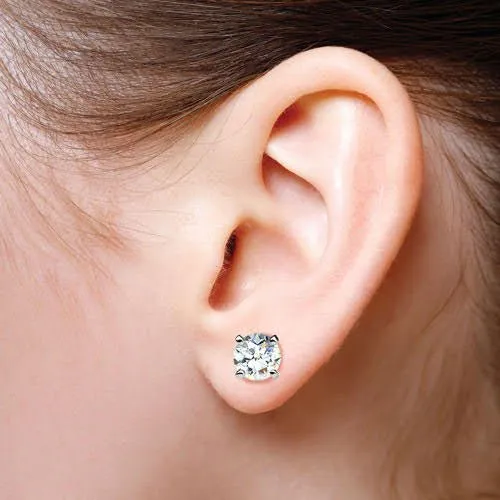 0.50-3.00 CT Round Cut Diamonds - Stud Earrings