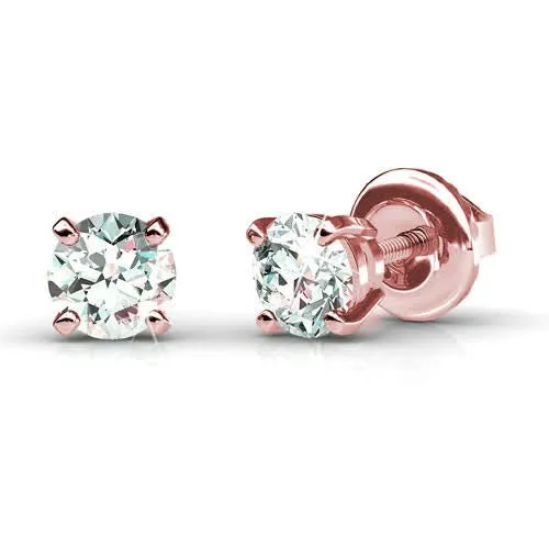 0.50-3.00 CT Round Cut Diamonds - Stud Earrings