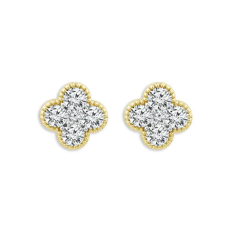 1 1/2 Ctw Diamond Earrings in 10 Karat Yellow Gold