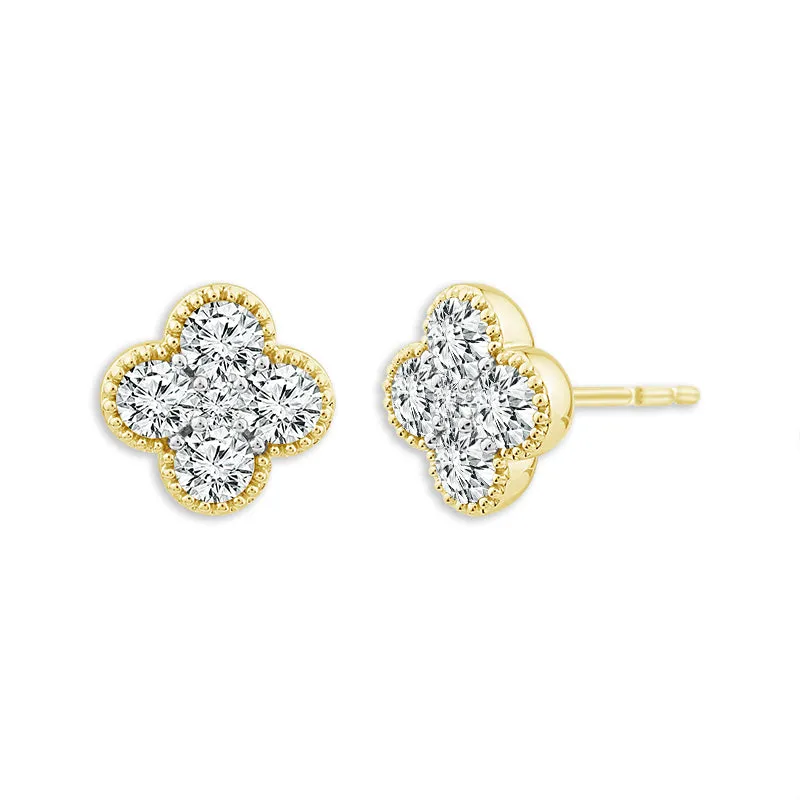 1 1/2 Ctw Diamond Earrings in 10 Karat Yellow Gold