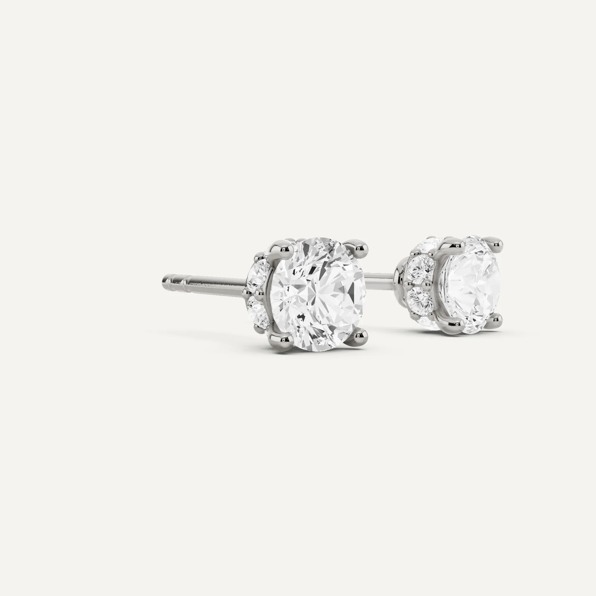 1 1/2 ctw Round Diamond Hidden Halo Stud Earrings