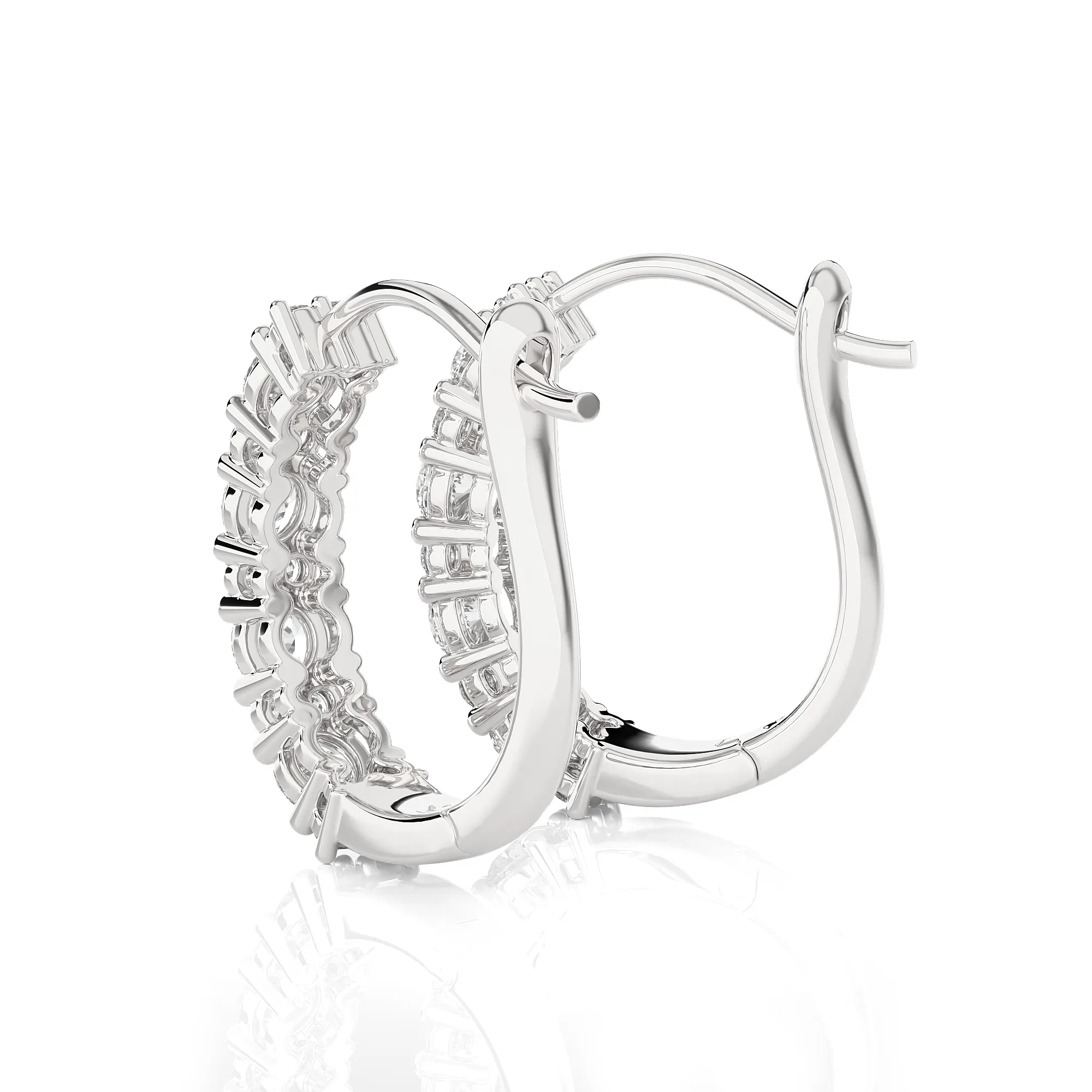 1 1/20 ctw Round Lab Grown Diamond Hoop Earrings