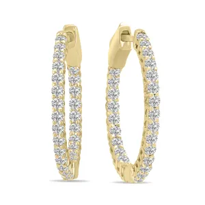 1 Carat Tw Round Lab Grown Diamond Hoop Earrings In 14K Yellow Gold