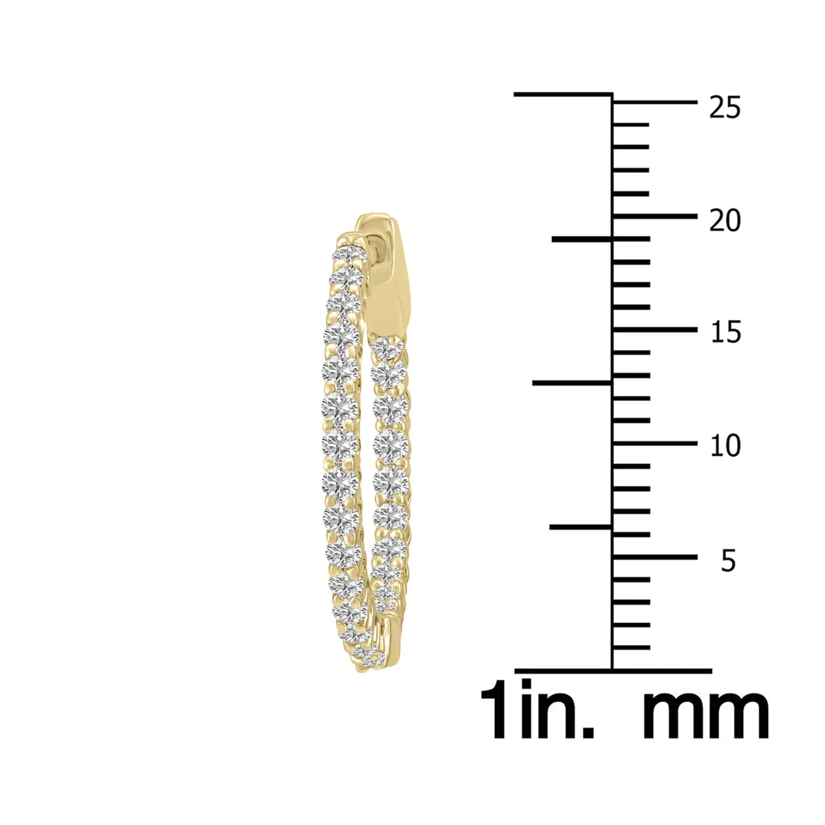 1 Carat Tw Round Lab Grown Diamond Hoop Earrings In 14K Yellow Gold