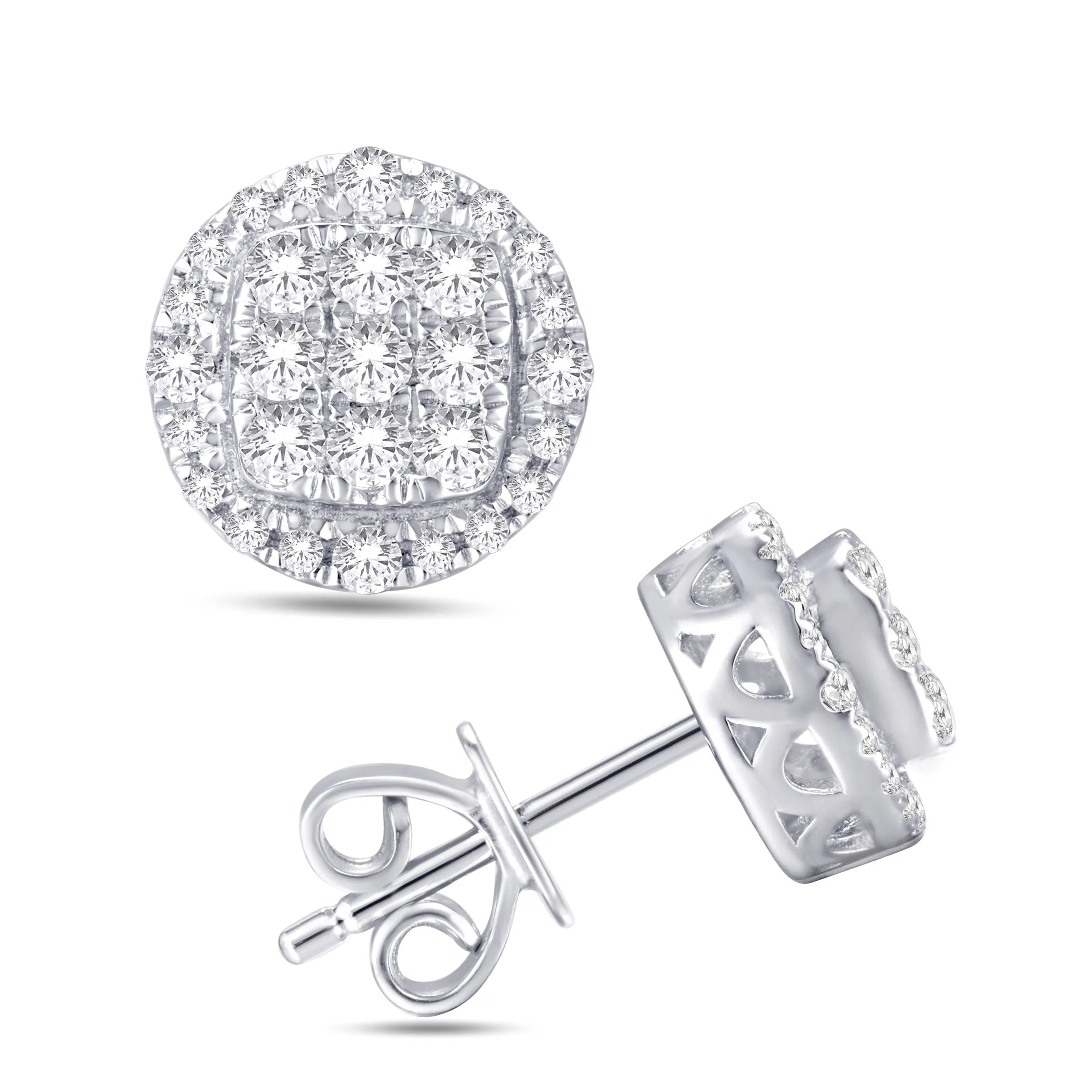 10 Karat White Gold 0.46 Carat Diamond Round Earrings-0125976-WG