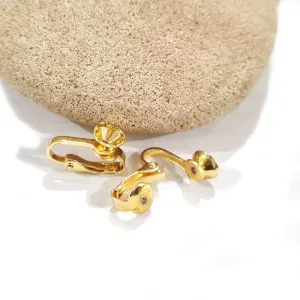 10pcs (5pairs) Clip-on earring, clip-on earrings, earrings, stone earrings, non-pierced earrings, fashion jewelry, Gold plated