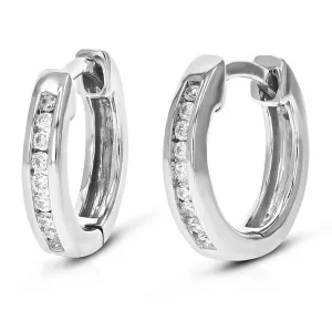 1/10 cttw Lab Grown Diamond Hoop Earring Channel Set Silver