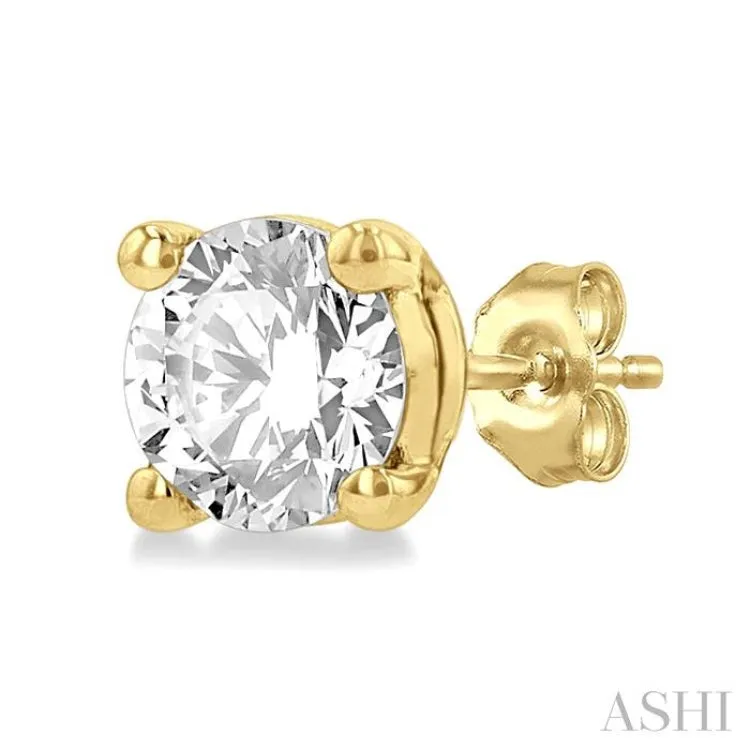 1/2 ctw Round Cut Diamond Stud Earring in 14K Yellow Gold