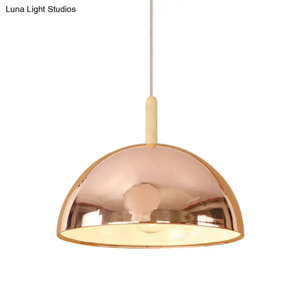 12"/16" Mirrored Pendant Light in Rose Gold - Dome Shade, Retro Style - Ideal for Living Room