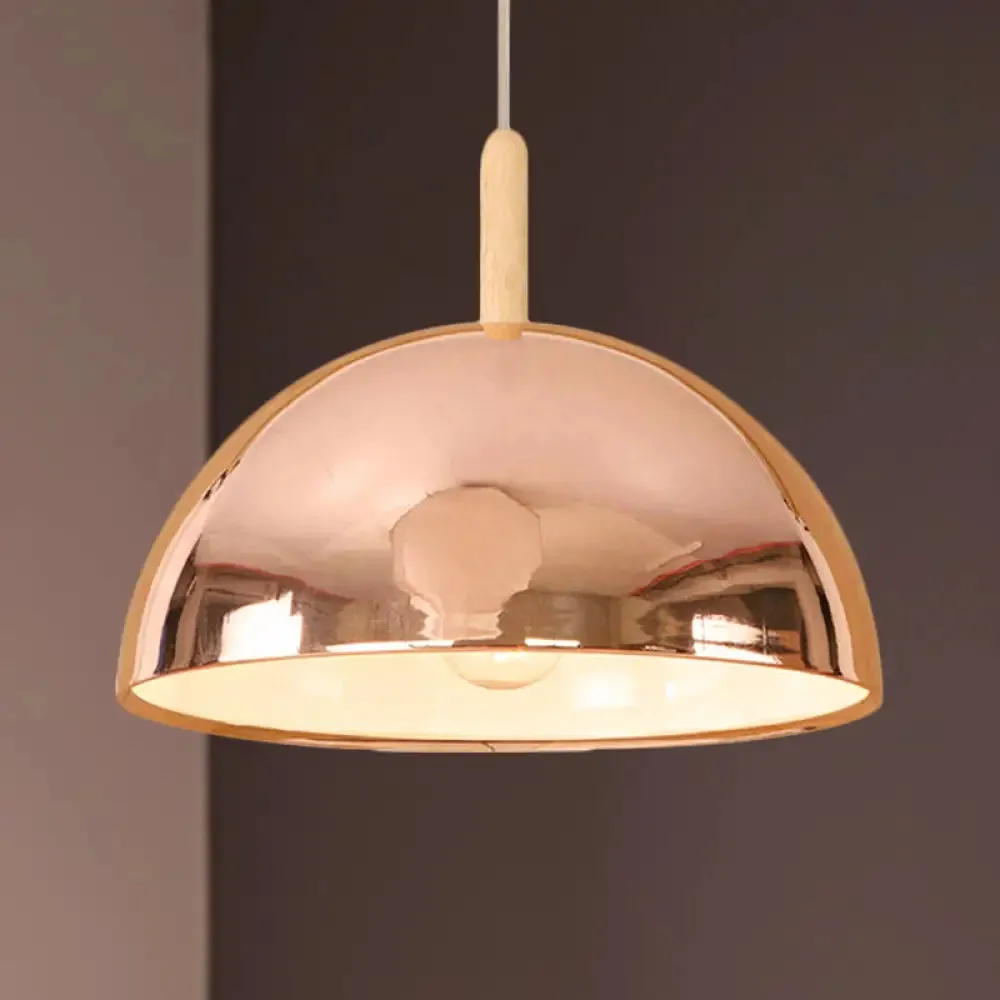 12"/16" Mirrored Pendant Light in Rose Gold - Dome Shade, Retro Style - Ideal for Living Room