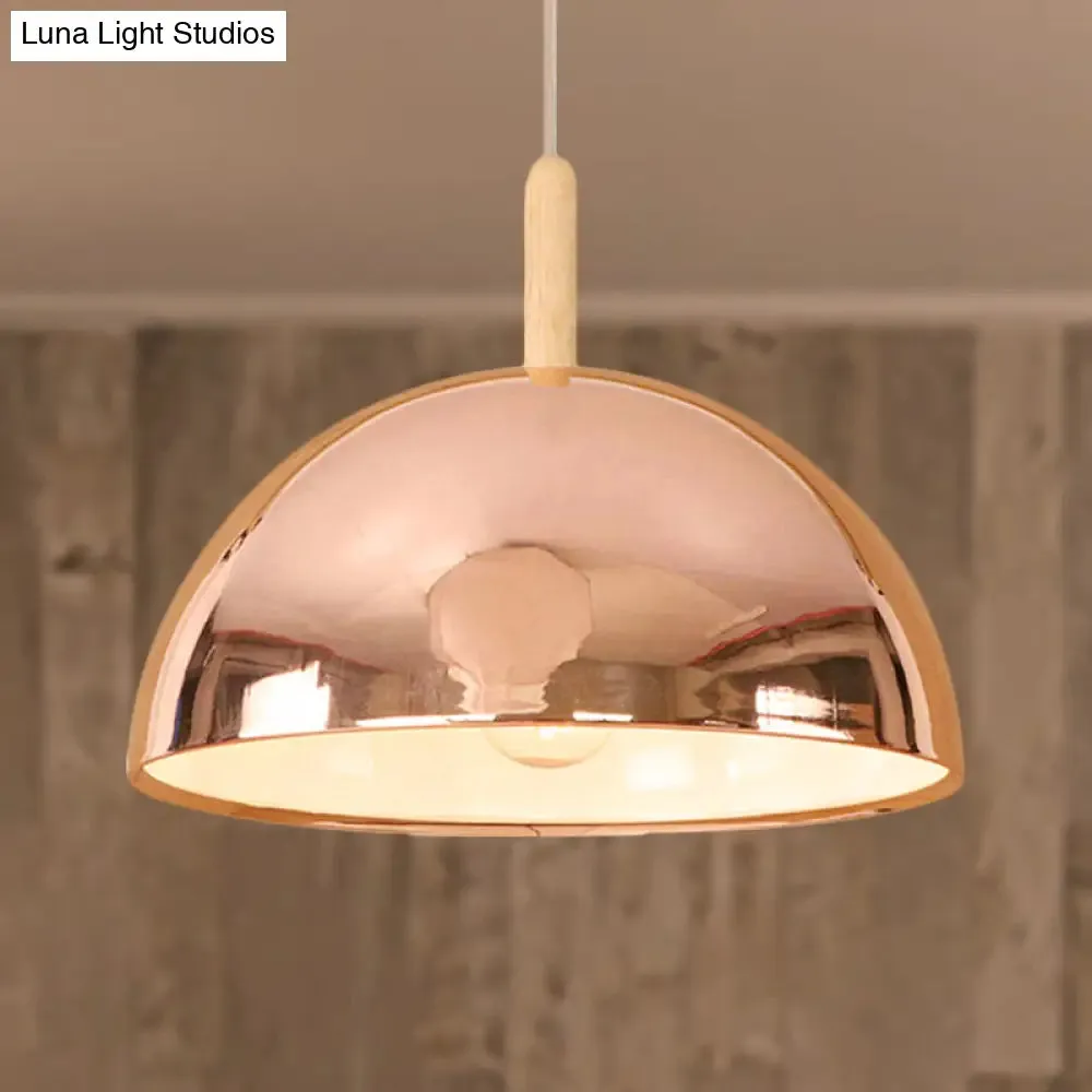 12"/16" Mirrored Pendant Light in Rose Gold - Dome Shade, Retro Style - Ideal for Living Room