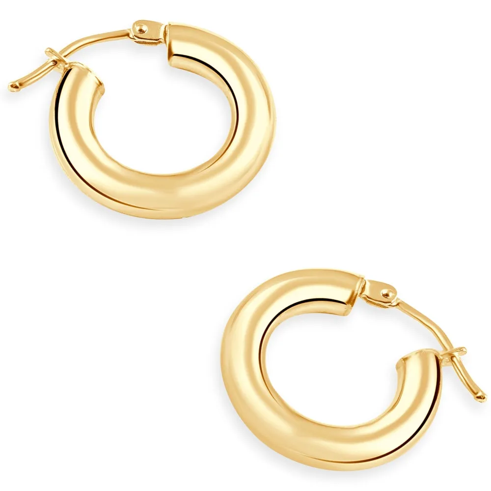 14k Yellow Gold 3.5mm Small Designer Hoops Women's Earrings 3/4" Tall 1.25grams