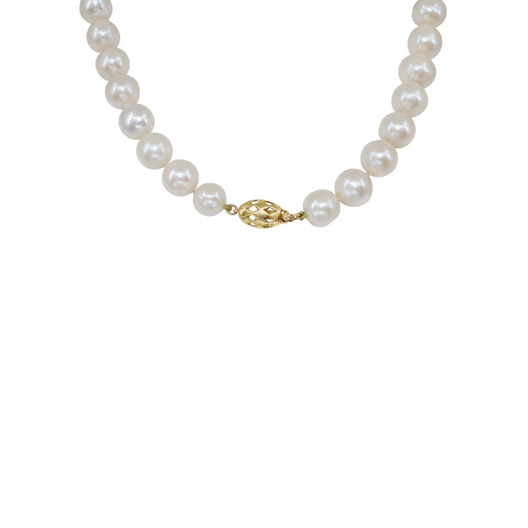 14K Yellow Gold White Freshwater Pearl Strand - 20356972