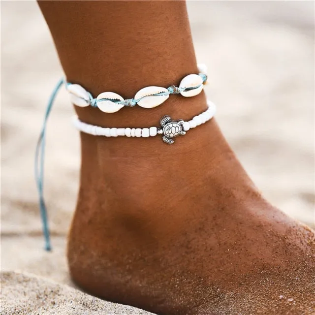 17KM Punk Multilayered Lock Snake Chain Anklet