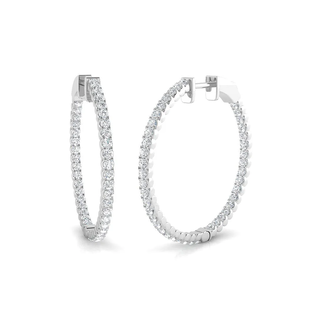 18ct White Gold 1.38ct Diamond Hoop Earrings