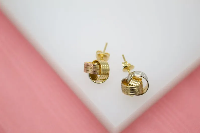 18K Gold Filled Wire Knot Rings Stud Earrings