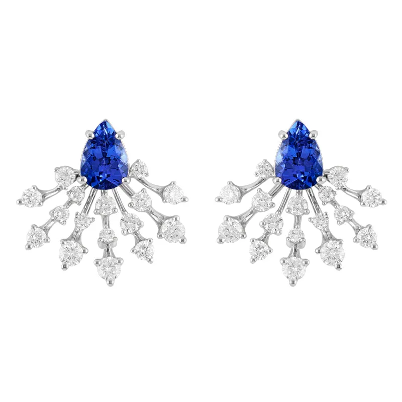 18k Luminus White Gold Earring With 0.84 Cts Vs-Gh Diamonds  And Tanzanite