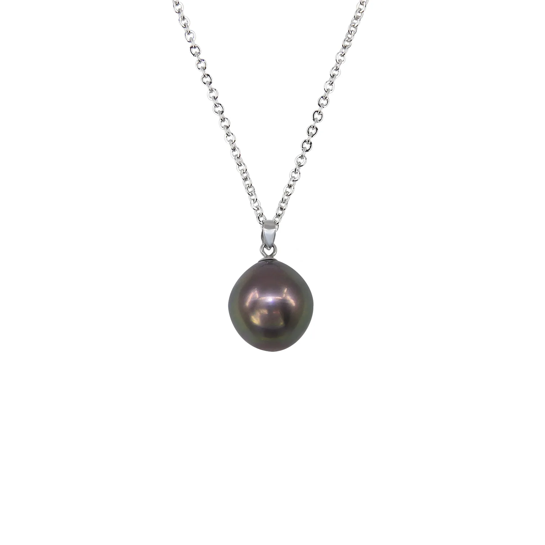 18K White Gold Tahitian Pearl Pendant - 20452223