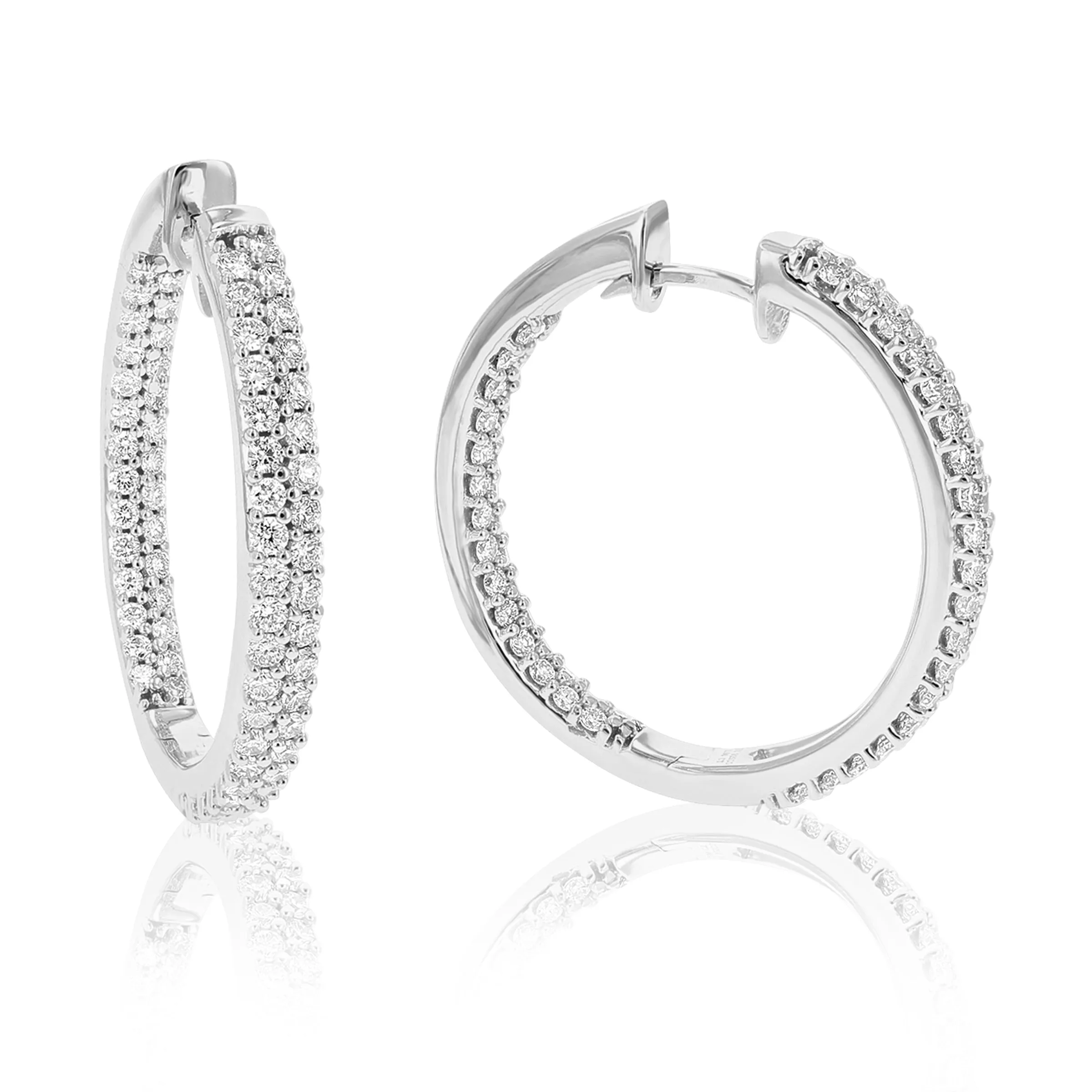 2 cttw Lab Grown Diamond Inside Out Hoop Earrings in .925 Sterling Silver