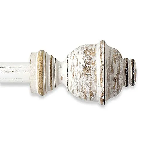 (2Pack) Farmhouse Rustic Curtain Rods Distressed Ivory (White) 28", 48", 84" (84"- 144")