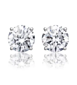 3 ct Round Brilliant Cut Diamond Stud Earrings