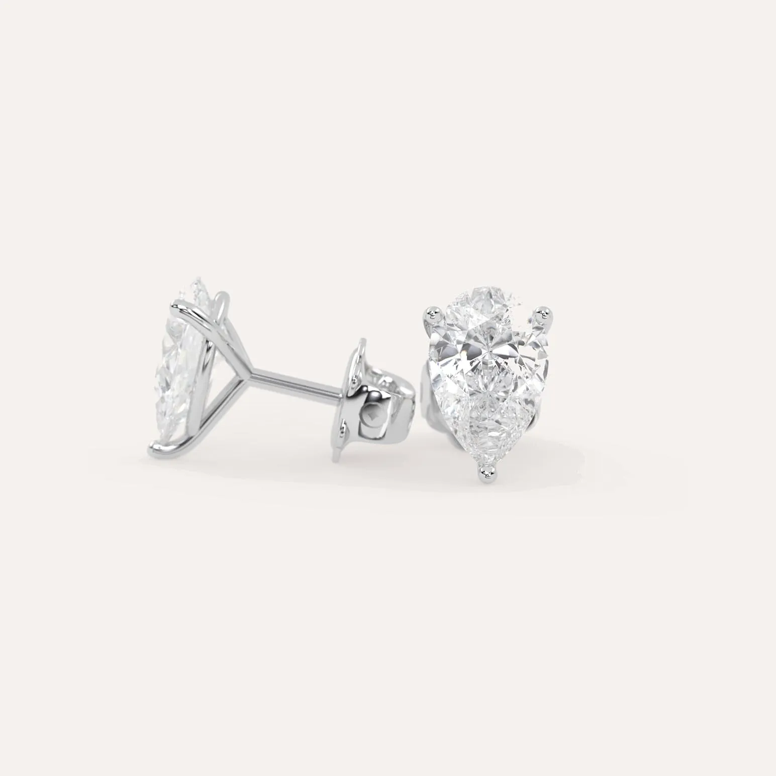 4 carat Pear Diamond Stud Earrings