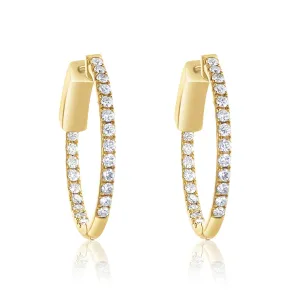 .50 Cttw Round Diamond Inside out Oval Hoops set in 14k Yellow Gold