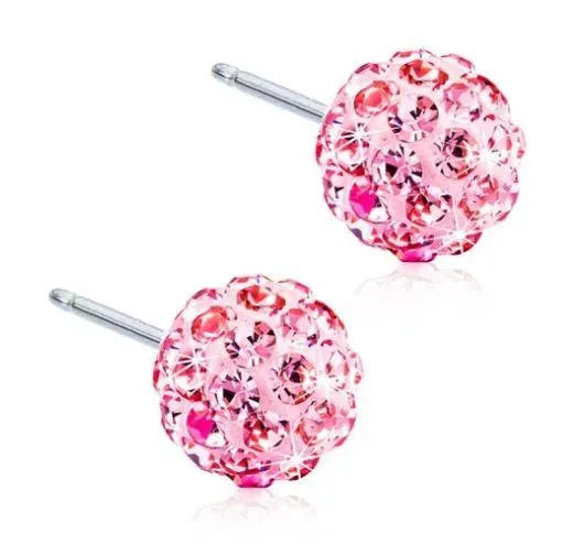 6mm Crystal Ball Earrings | Hypoallergenic Elegance in 5 Colour