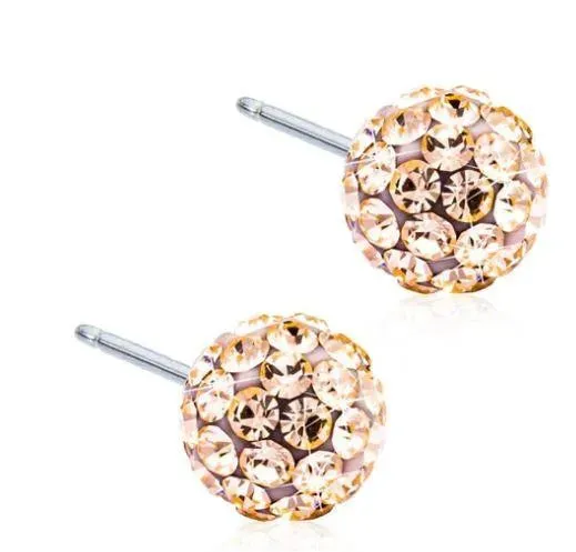 6mm Crystal Ball Earrings | Hypoallergenic Elegance in 5 Colour