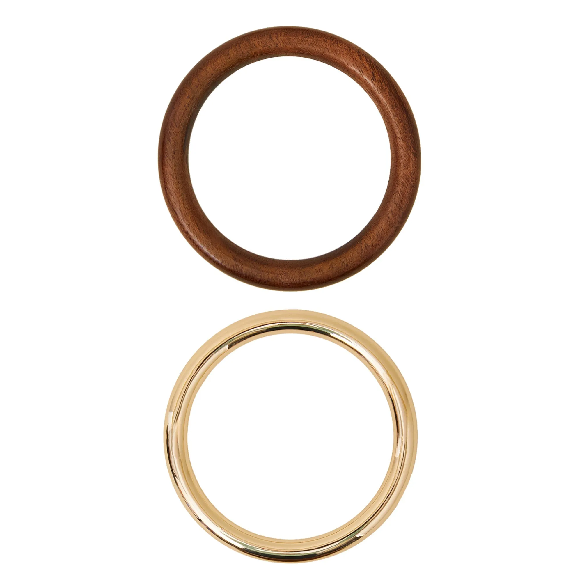 Accessorize London  Women's Metal And Wood Bangles Set Of Two