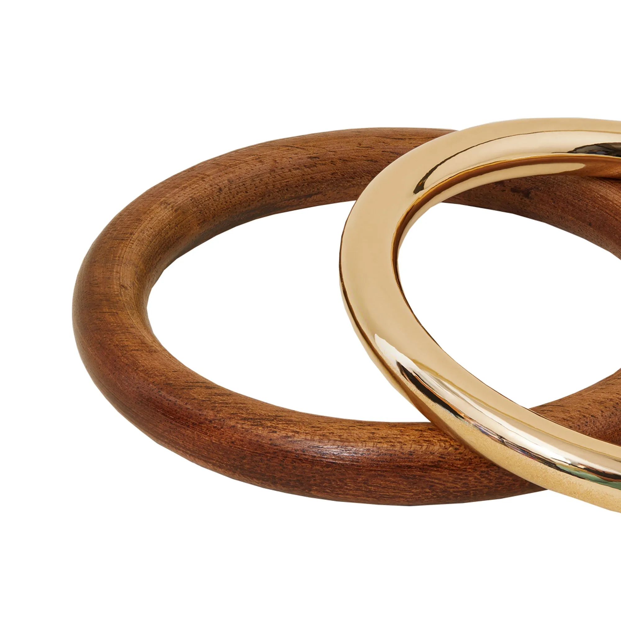 Accessorize London  Women's Metal And Wood Bangles Set Of Two