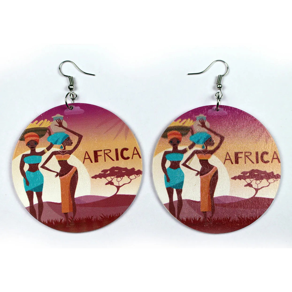 African large Ethnic drop earrings | 2 African ladies