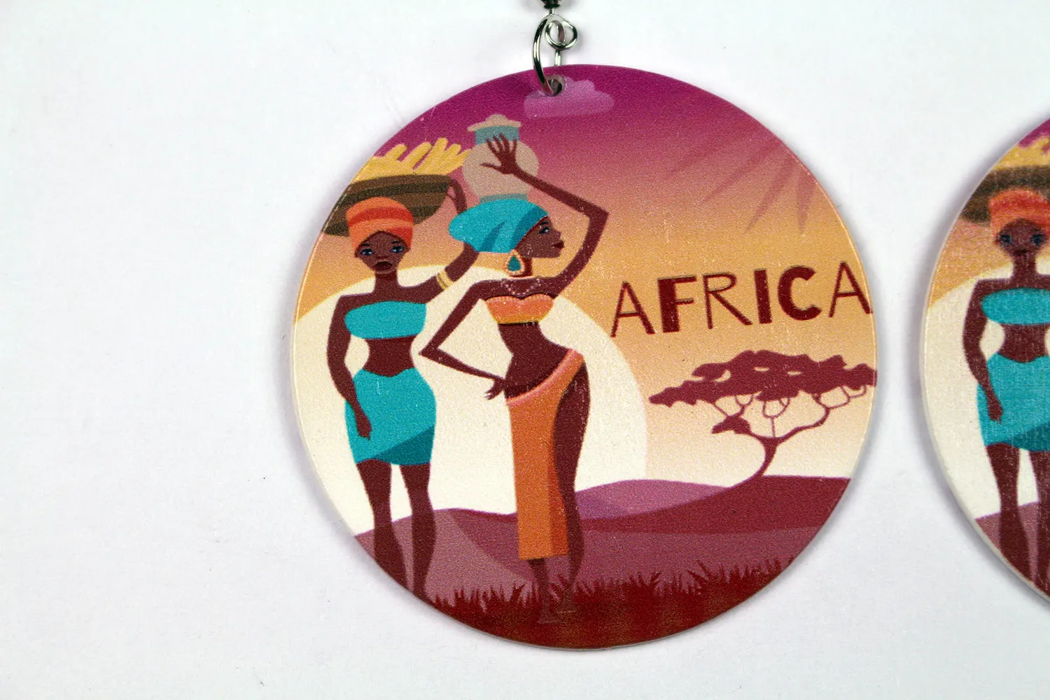 African large Ethnic drop earrings | 2 African ladies