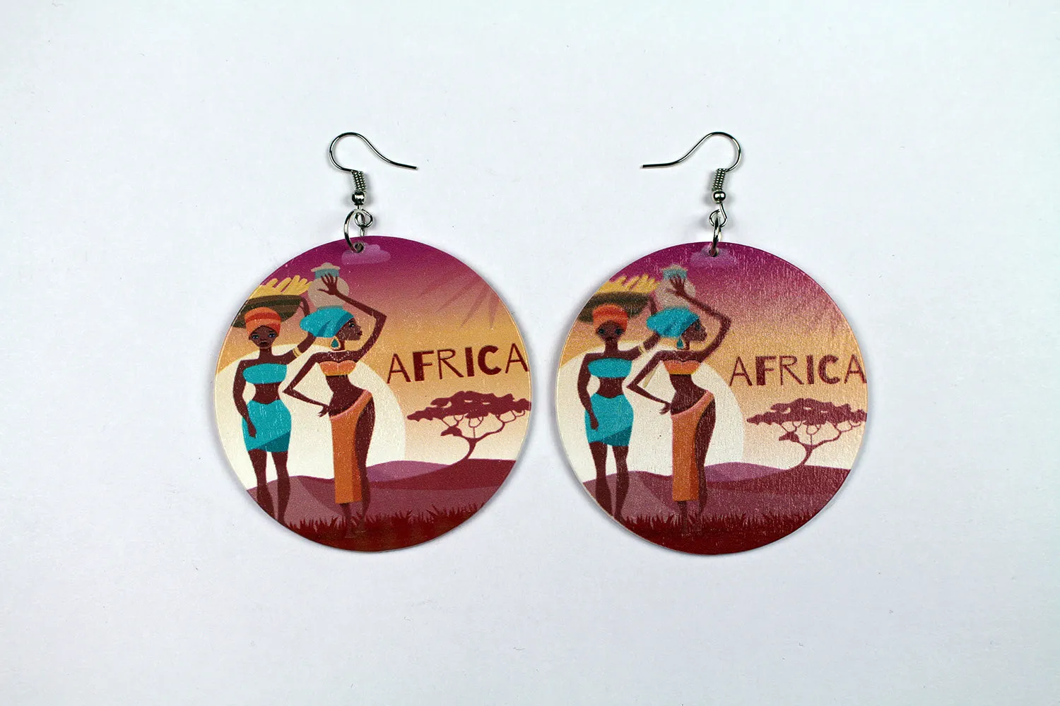 African large Ethnic drop earrings | 2 African ladies