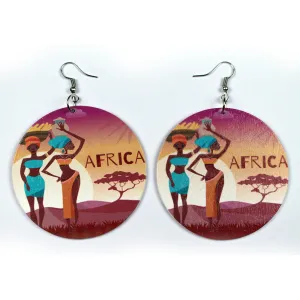 African large Ethnic drop earrings | 2 African ladies