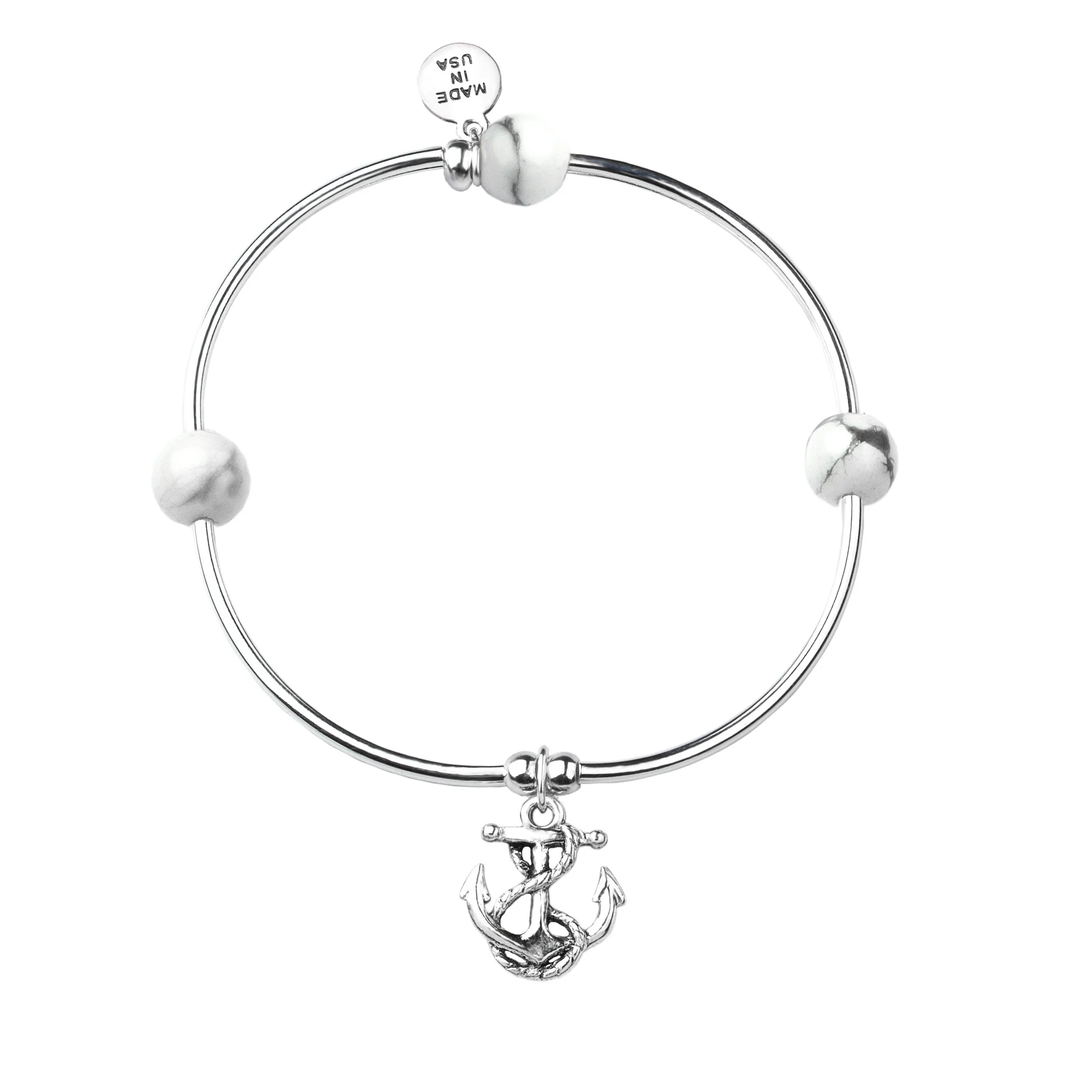 Anchor | Soft Bangle Charm Bracelet | Howlite