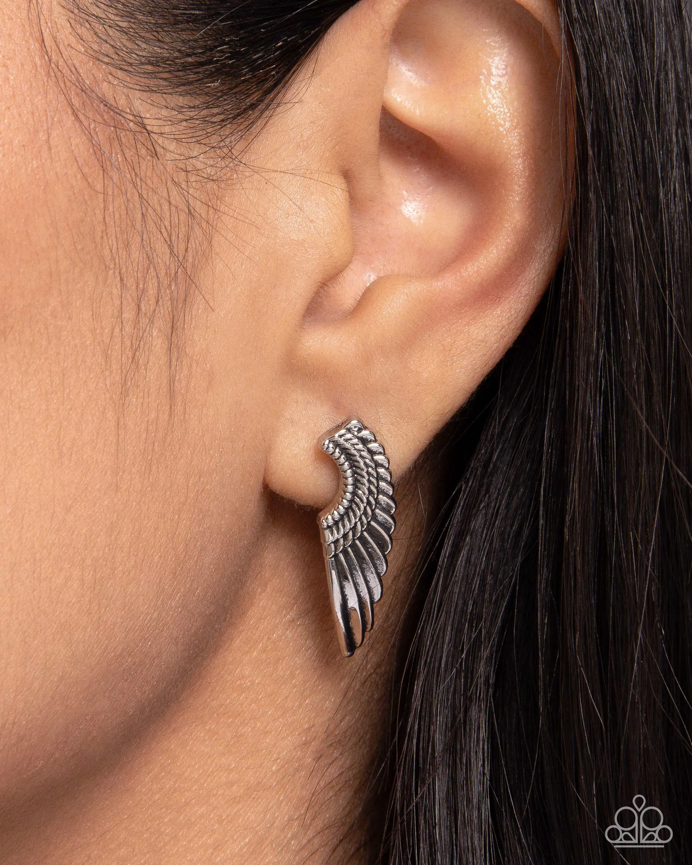 Angelic Altitude - Silver - Angel Wing Paparazzi Post Earrings