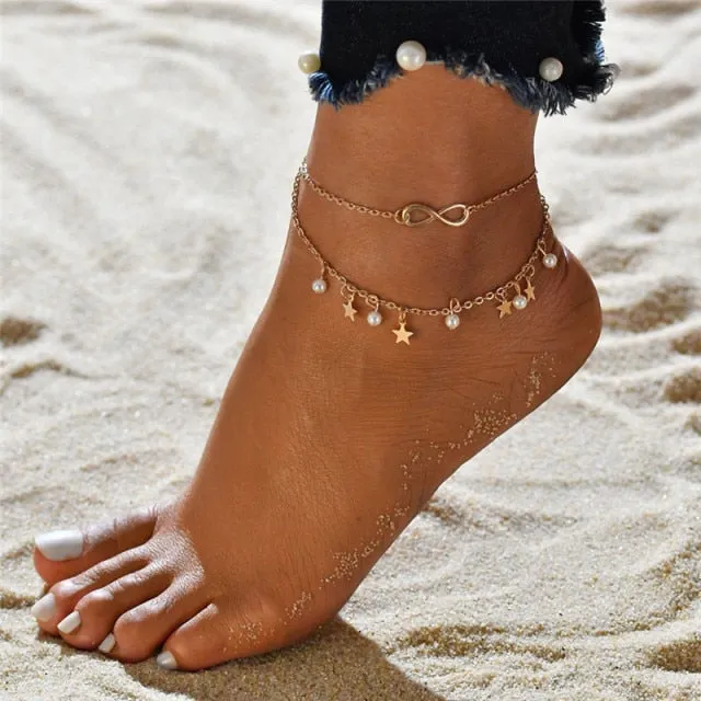 Anklet Bracelet | Chain Ankle Bracelet | Bohemian Anklet | Boho Foot Chain | Women Foot Bracelet | Women Ankle Bracelet | Beach Ocean Anklet