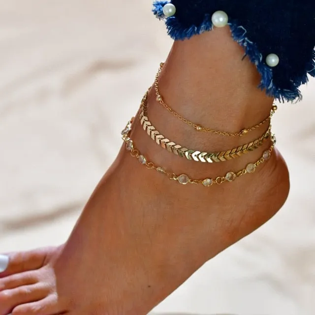 Anklet Bracelet | Chain Ankle Bracelet | Bohemian Anklet | Boho Foot Chain | Women Foot Bracelet | Women Ankle Bracelet | Beach Ocean Anklet