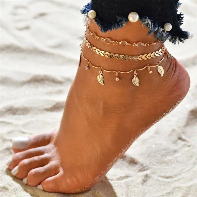 Anklet Bracelet | Chain Ankle Bracelet | Bohemian Anklet | Boho Foot Chain | Women Foot Bracelet | Women Ankle Bracelet | Beach Ocean Anklet