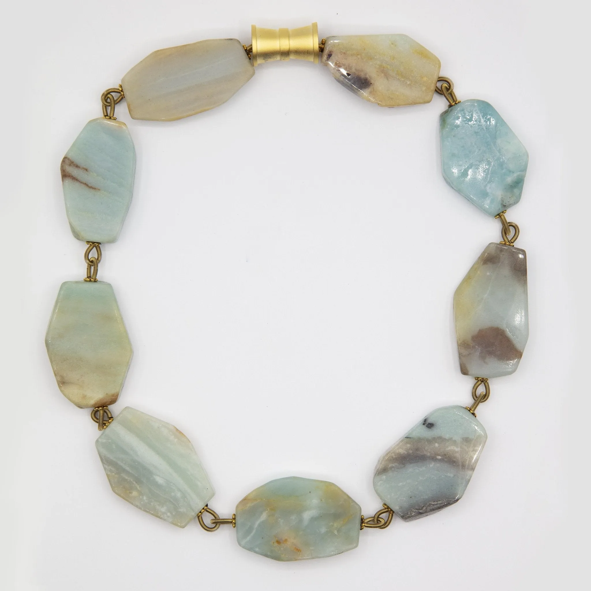 Aquamarine Necklace with Gold Wire