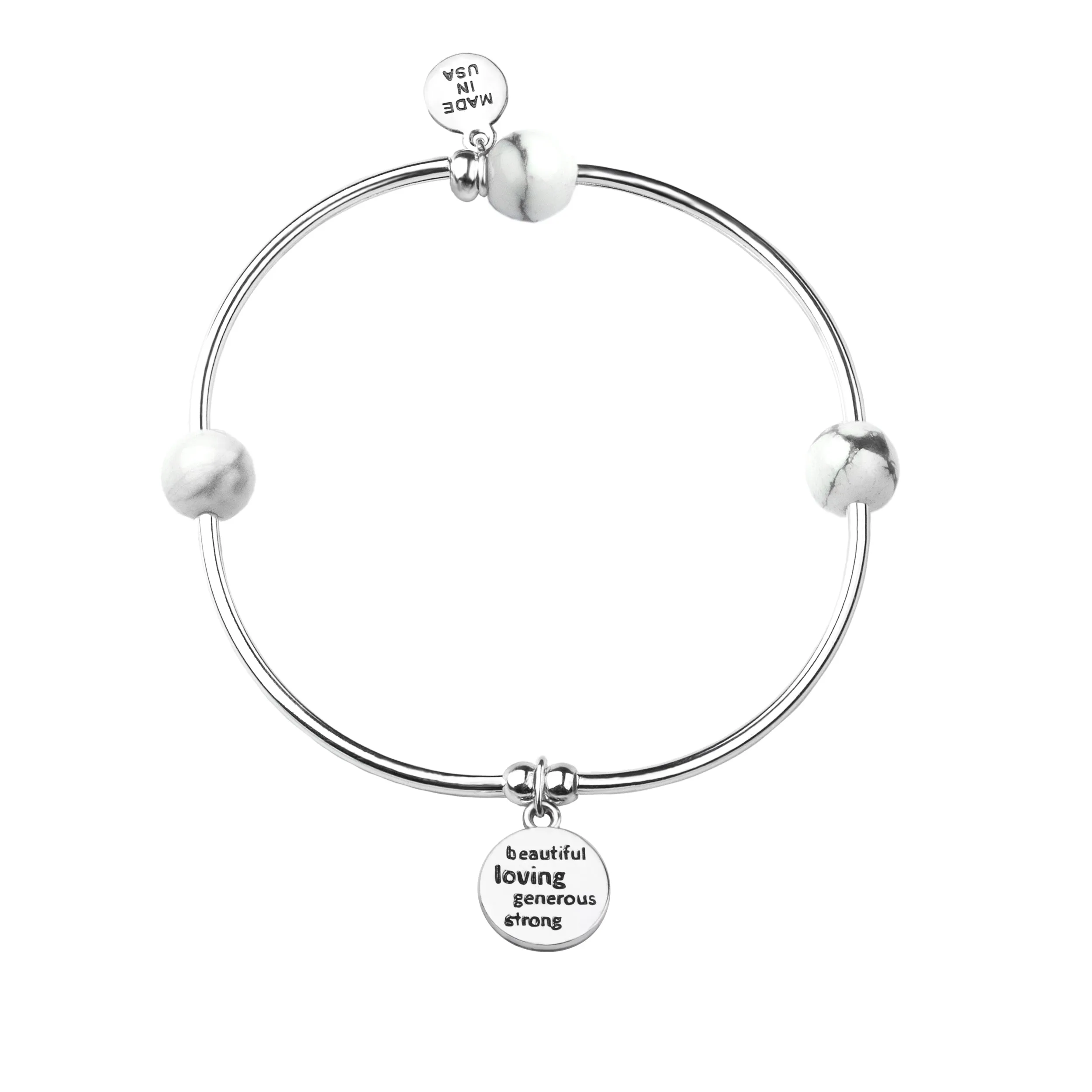 Aunt | Soft Bangle Charm Bracelet | Amazonite