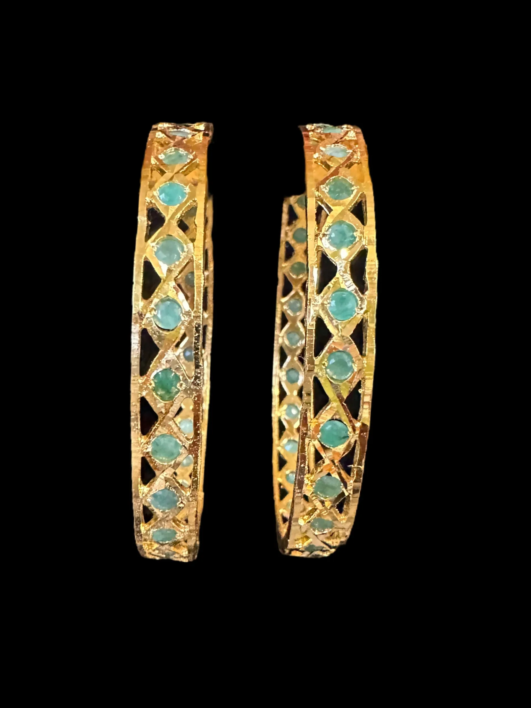 B142 INDU emerald bangles -1 pair ( READY TO SHIP )