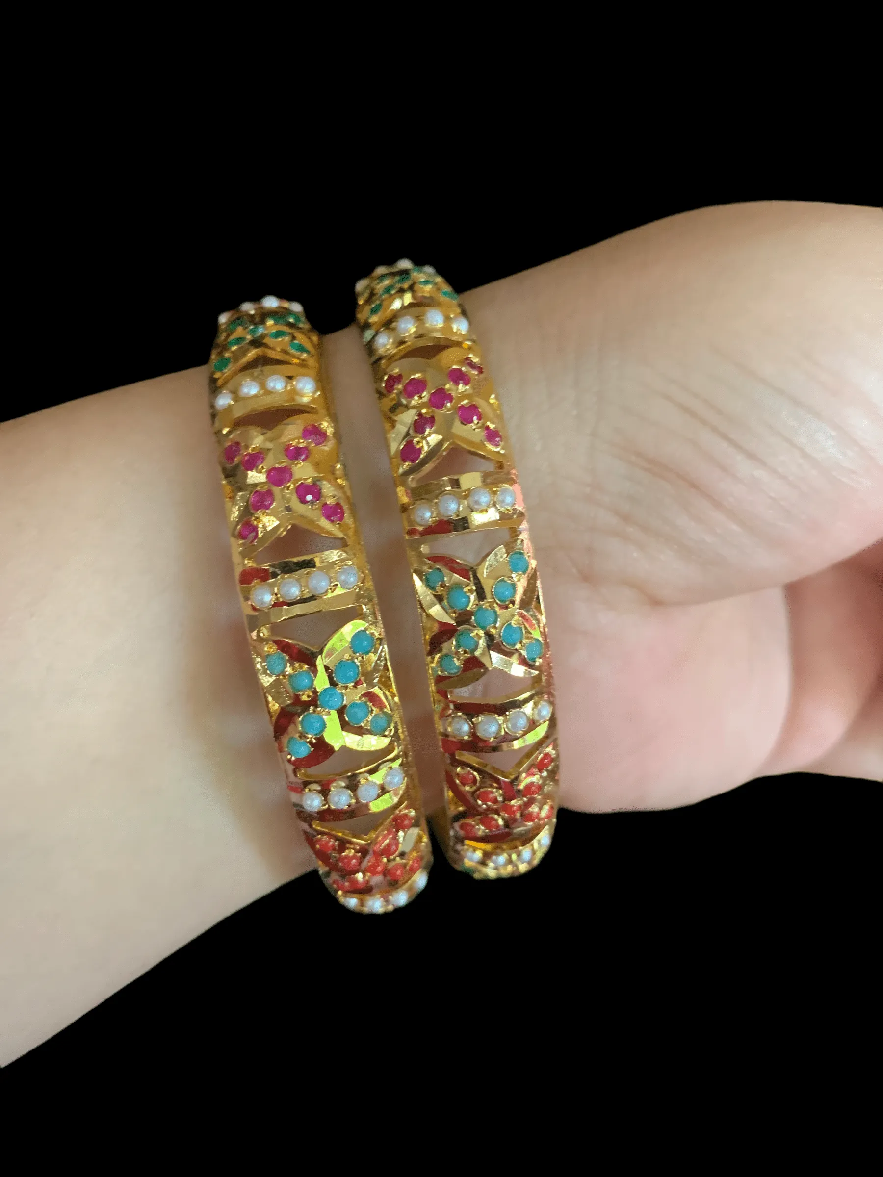 B21 SHAZMA JADAU BANGLES - Navratan  (READY TO SHIP )