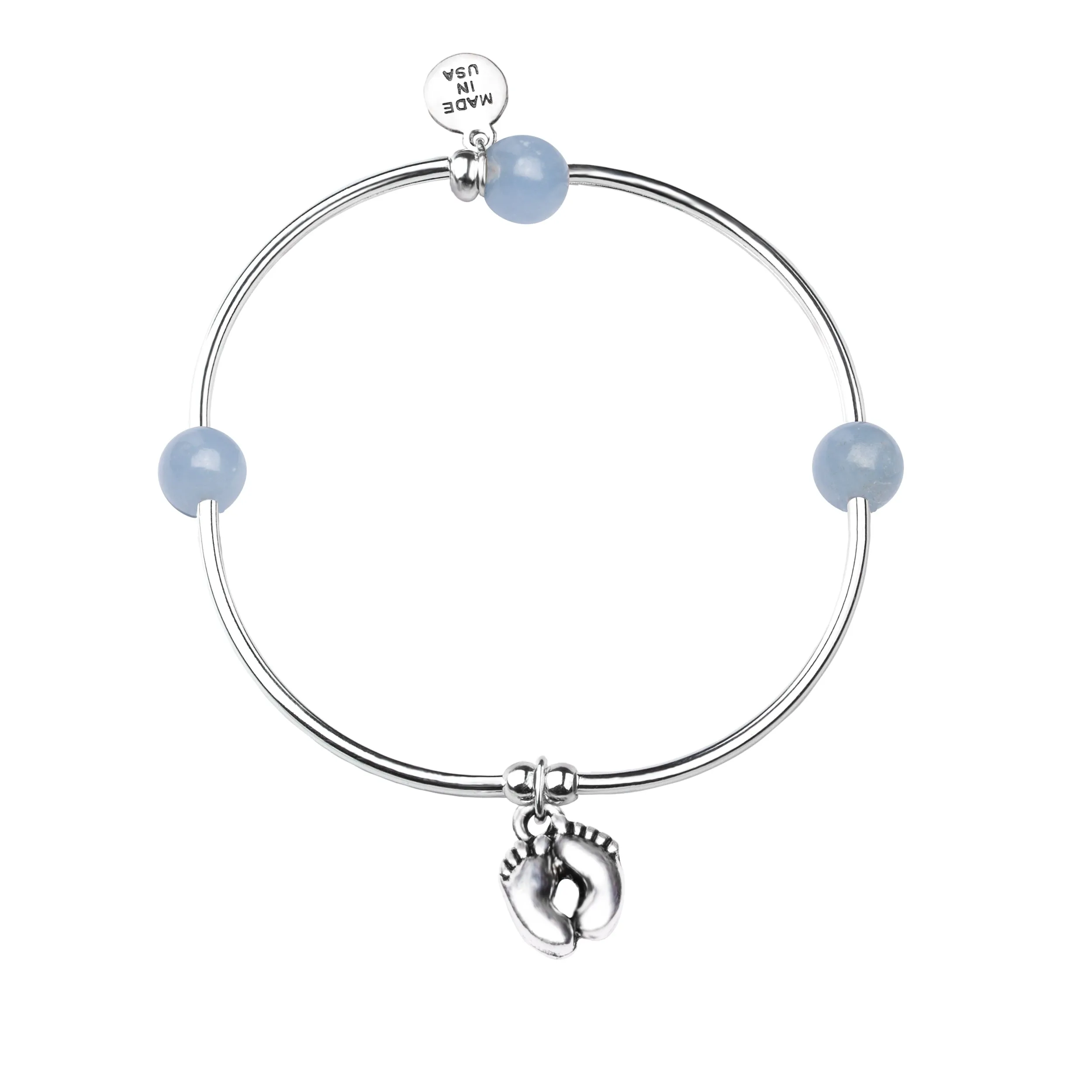 Baby Feet | Soft Bangle Charm Bracelet | Angelite