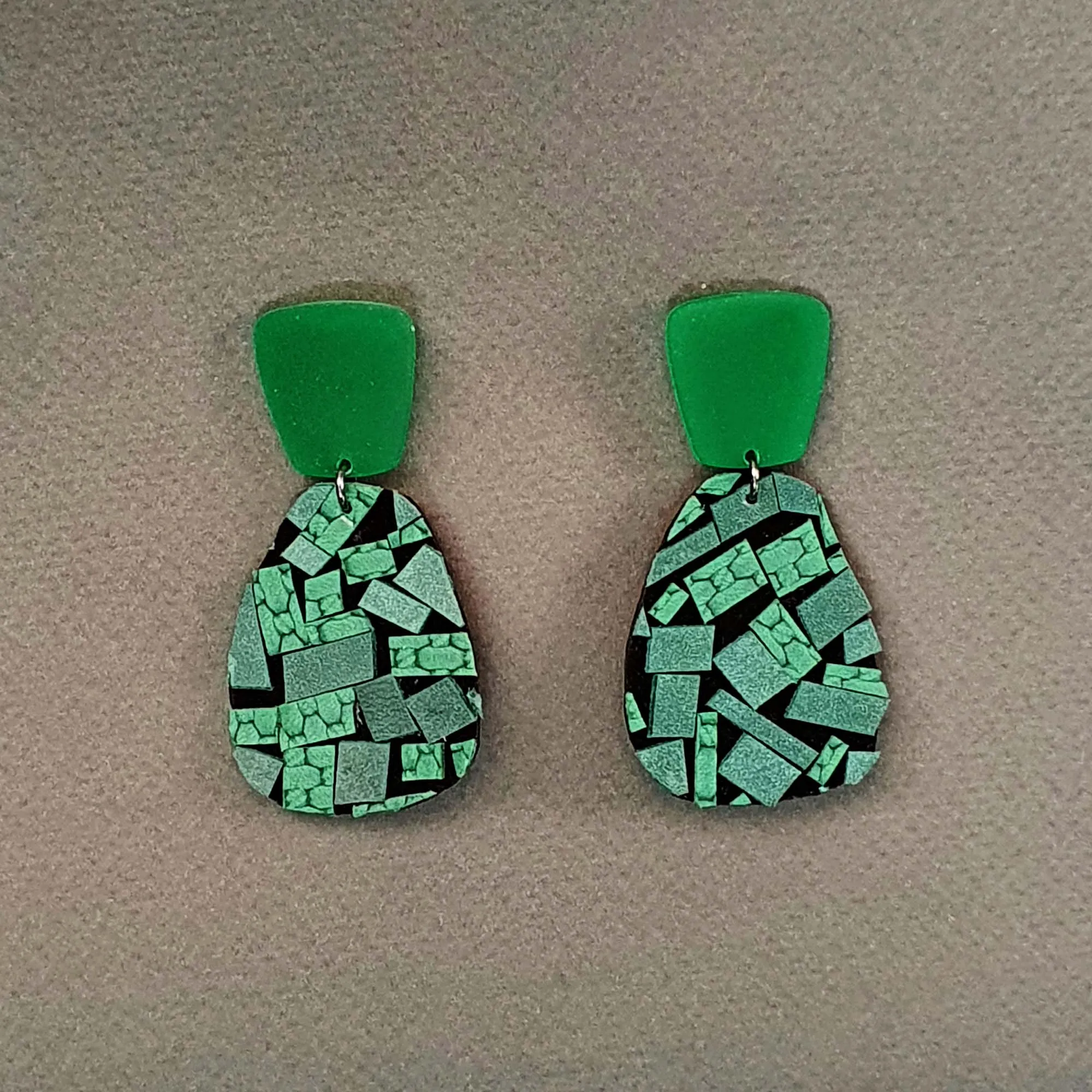 Balagan Green large leather earrings