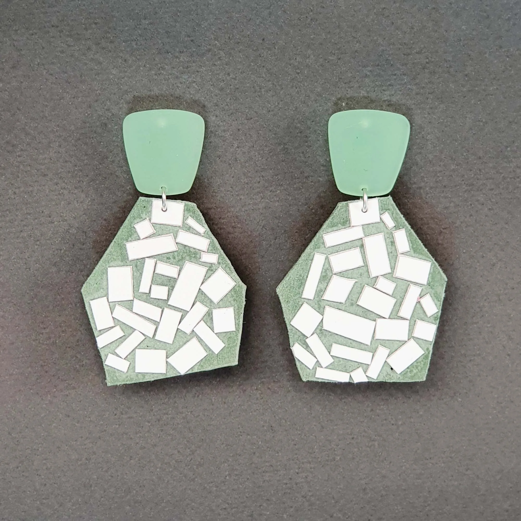 Balagan Green large leather earrings