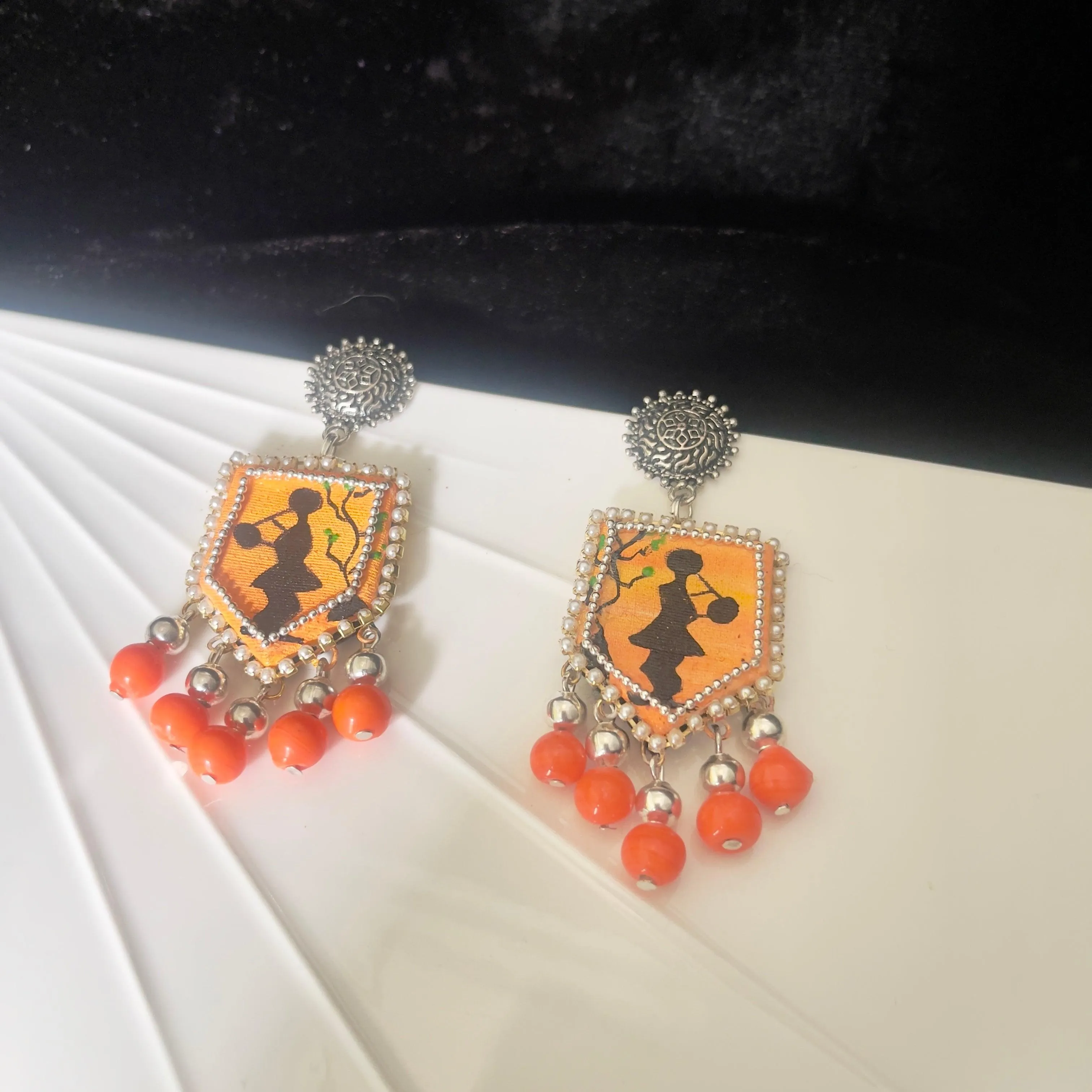 Bali Handpainted Orange (Earrings)