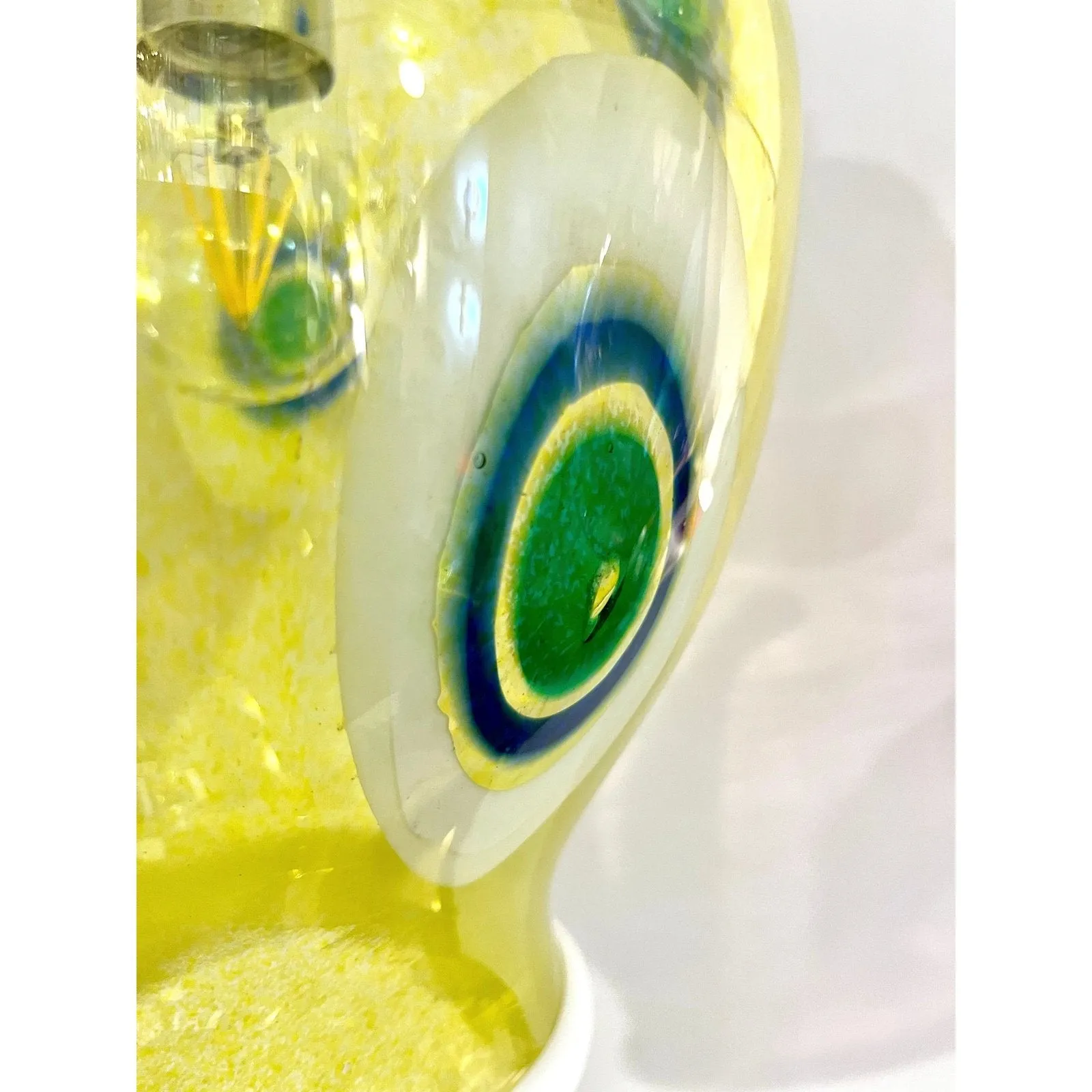 Bespoke Italian Organic Yellow Green White Tulip Murano Glass Pendant Light